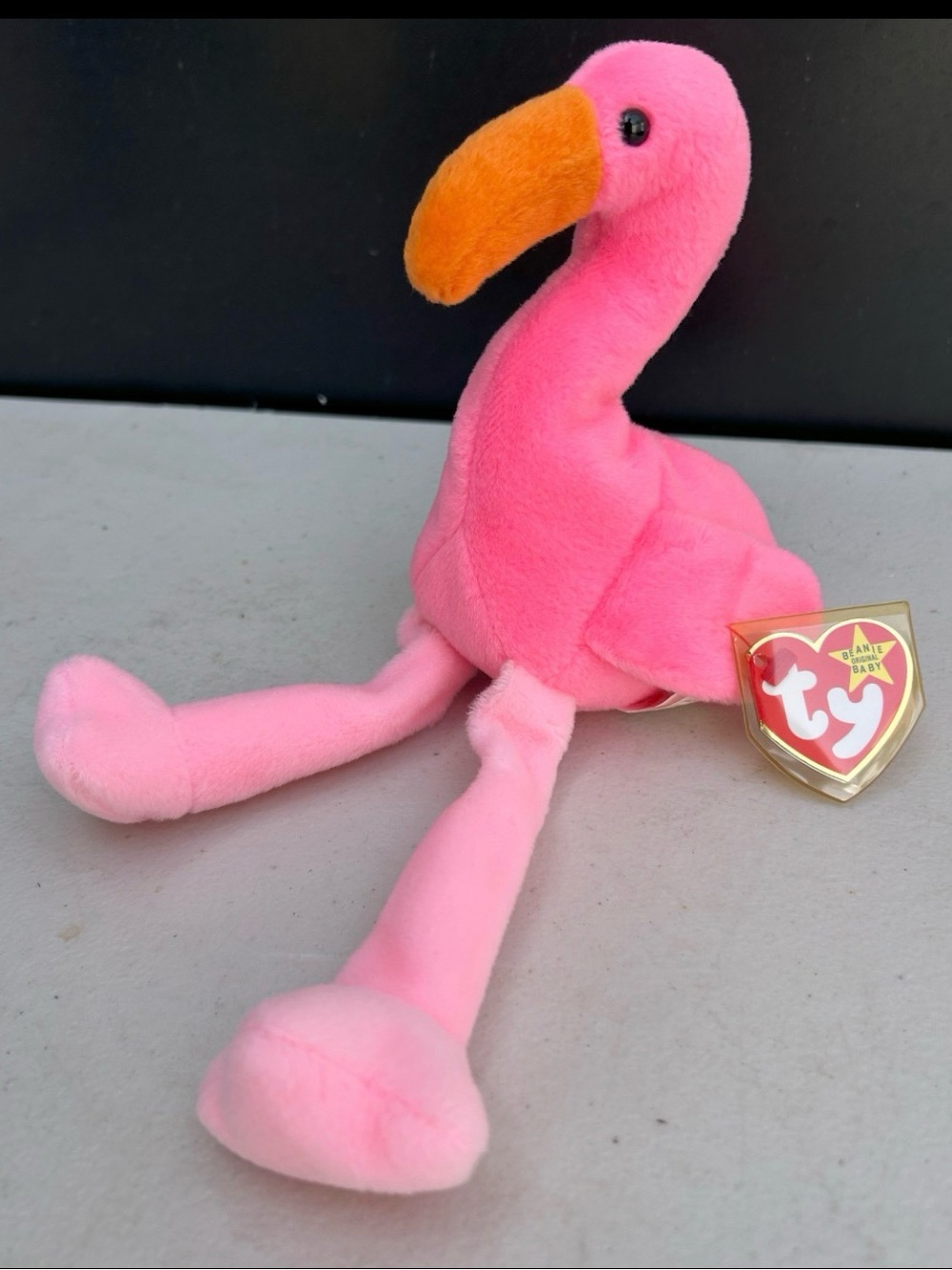 VTG 1995 Ty Beanie Baby Pinky the Flamingo - PVC Pellets, 4th Gen Hang Tag, Mint
